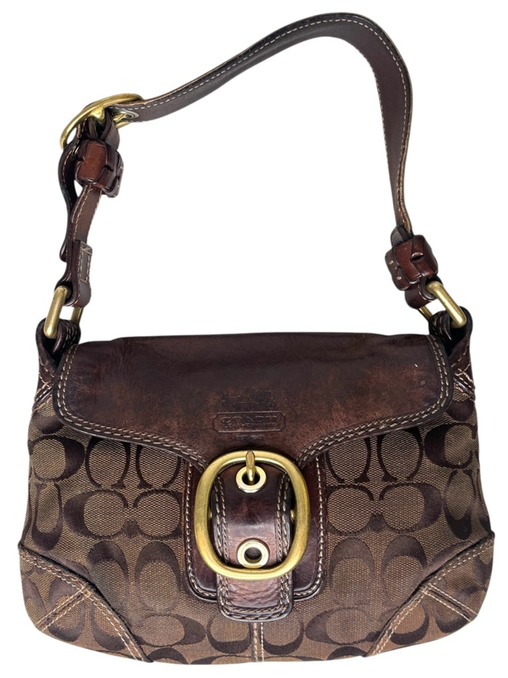 Coach Y2K Bleecker Legacy Soho Flap Shoulder Bag Brown Signature Canvas Leather